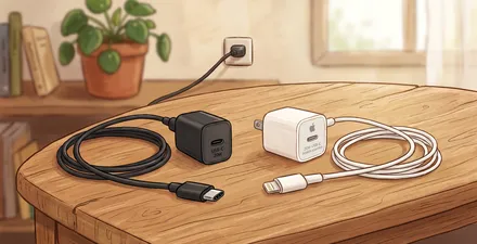 貸出用のスマートフォン充電器のイラスト